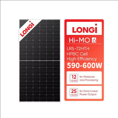 롱이 솔라 하이-MO 6 590W 595W 600W 가정용 태양광 기술용 블랙 프레임 태양광 패널