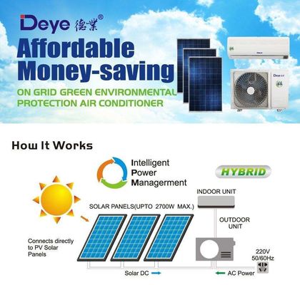 타이머 포함 태양 전력 에어컨 OFF GRID DC 48V 스플릿 하이브리드 휴대용