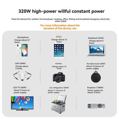 320W AC 출력과 시가르 라이트너와 함께 야외 이동 태양광 발전소