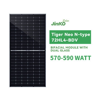 2.0mm 전면 유리 젠코 타이거 네오 N형 72HL4-BDV 570-590 와트 태양 전지 패널 2278*1134*30mm