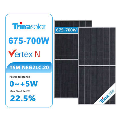 트리나 양면 태양 전지 패널 N형 680W 700W 전력 210mmx210mm 셀 크기로 가정용