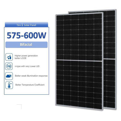 IEC ISO TUV 인증과 함께 575-600W 양면 반 셀 이중 유리 자 PV 태양 패널