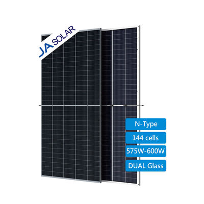 JA 태양 전지 패널 딥 블루 575W 580W 585W 590W 595W 600W 양면성 이중 유리 PV 모듈
