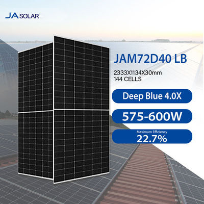 JA 태양 광 Deep Blue 4.0 N형 양면성 이중 클래스 모노 모듈 575-600W JAM72D40 LB