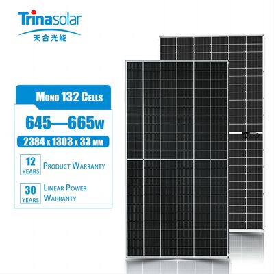 고전도 유리 단 결정 태양 전지 패널 655W 660W 665W 132 셀 210mmx210mm