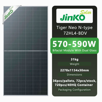 CE TUV 인증을 받은 Jinko 580W Tier 1 태양 전지 패널과 IP68 등급 연결 상자