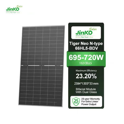 실제 진코 모노 N형 쌍면 쌍 유리 태양 전지 패널 700W-720W 1000W 플랜트