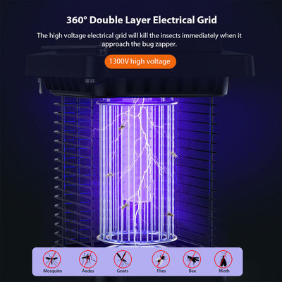 1300V USB 재충전형 태양 전력 버그 자퍼 랜턴 모기 자퍼 램프 UV 차가운 흰색