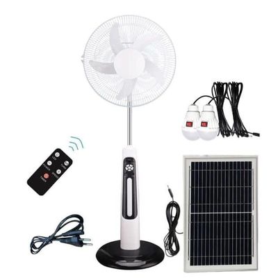 알루미늄 16 인치 태양광 팬 AC DC 12V LED 라이트 태양광 바닥 팬